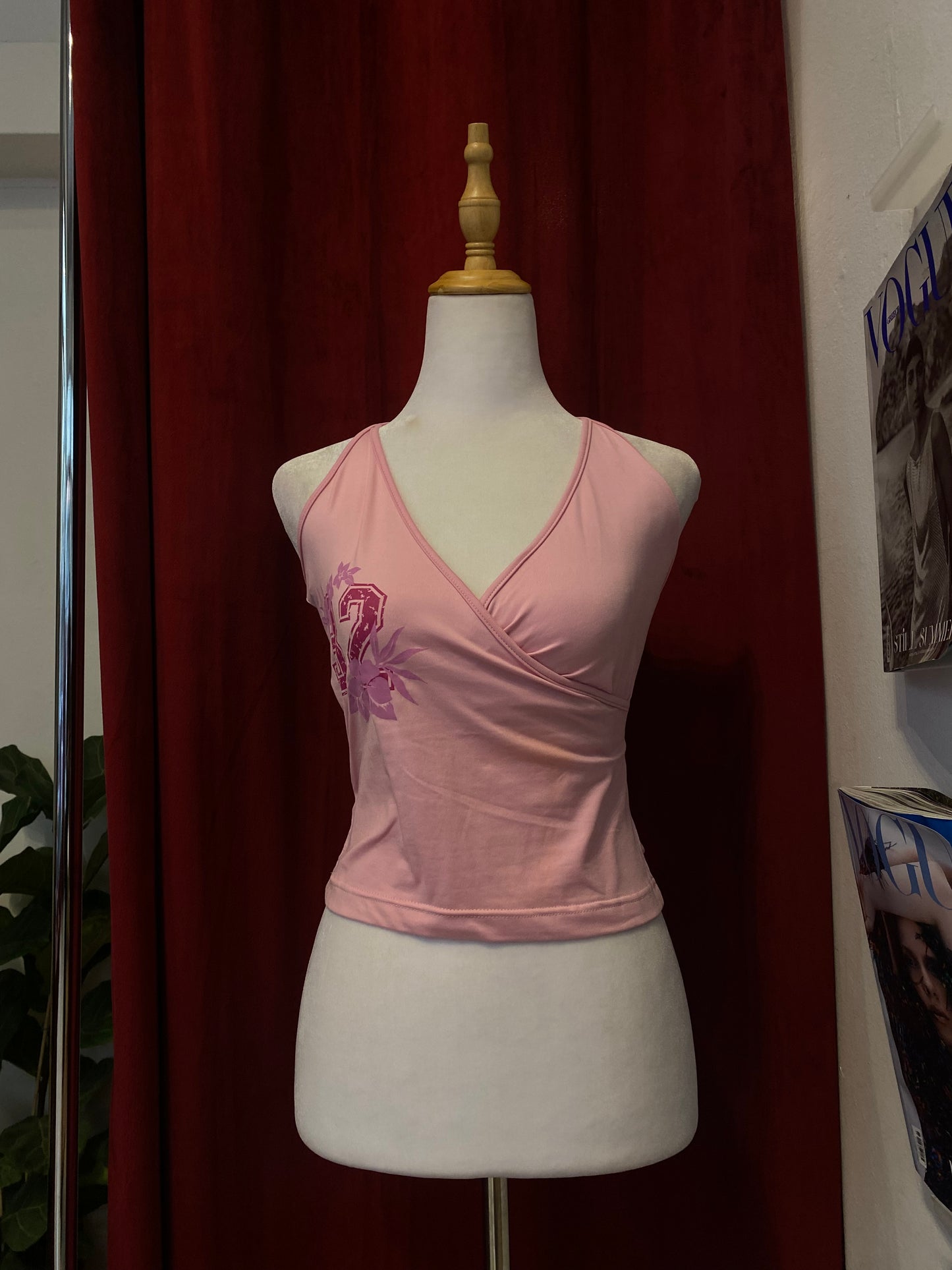 Pink graphic halter top 🌸