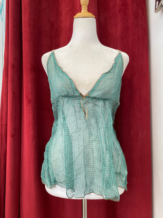 100% silk seafoam whisper sheer top