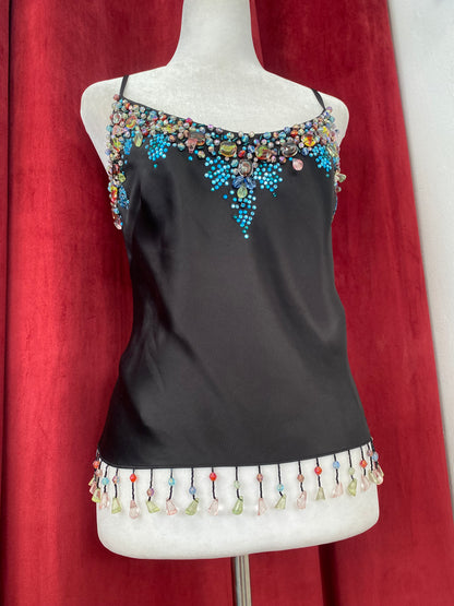 Handcrafted satin bearded top