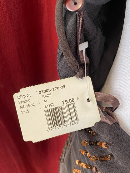 Silk dark brown sequin summer top ☕️