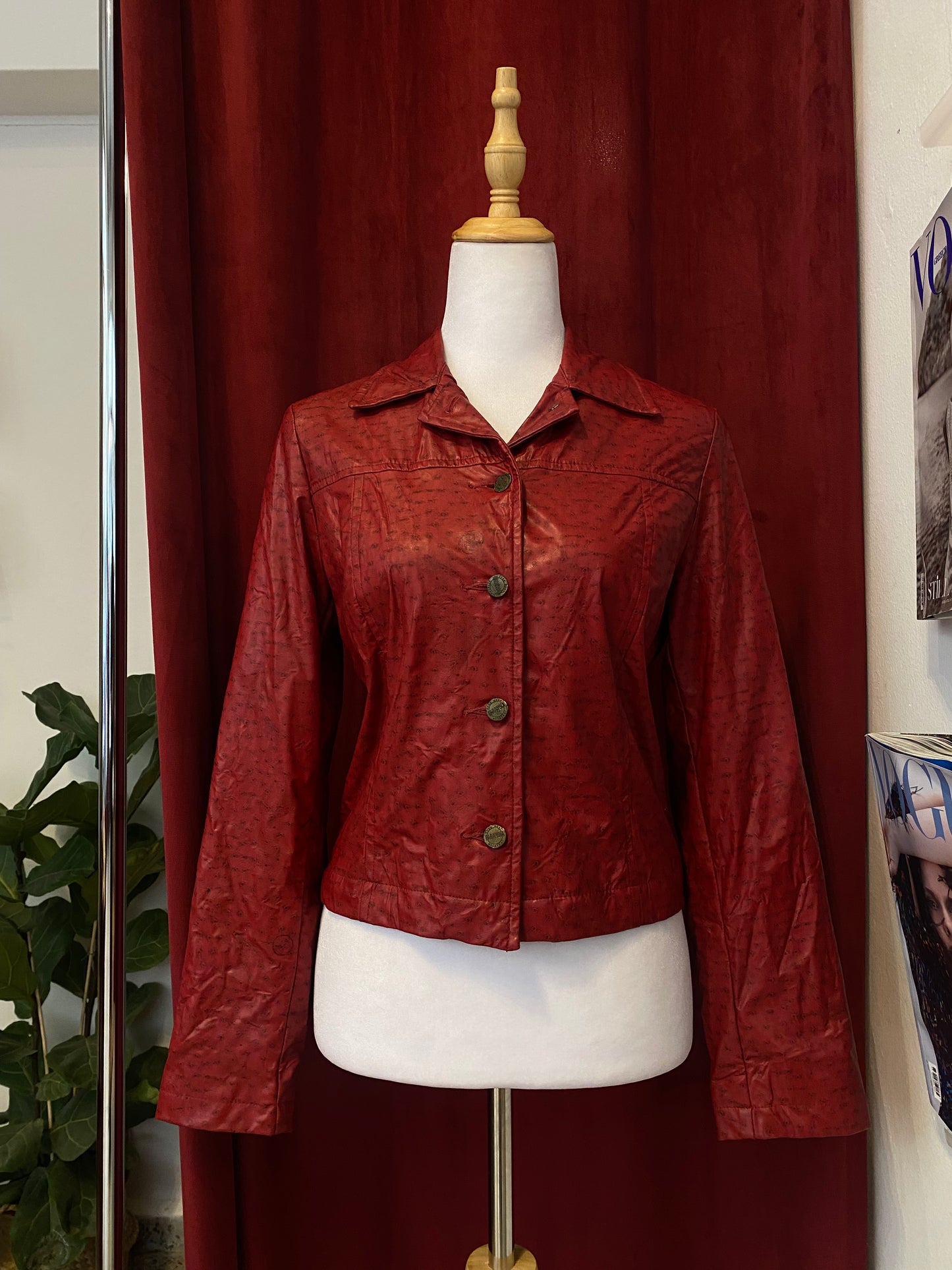 Vegan leather wine burgundy jacket 🍷