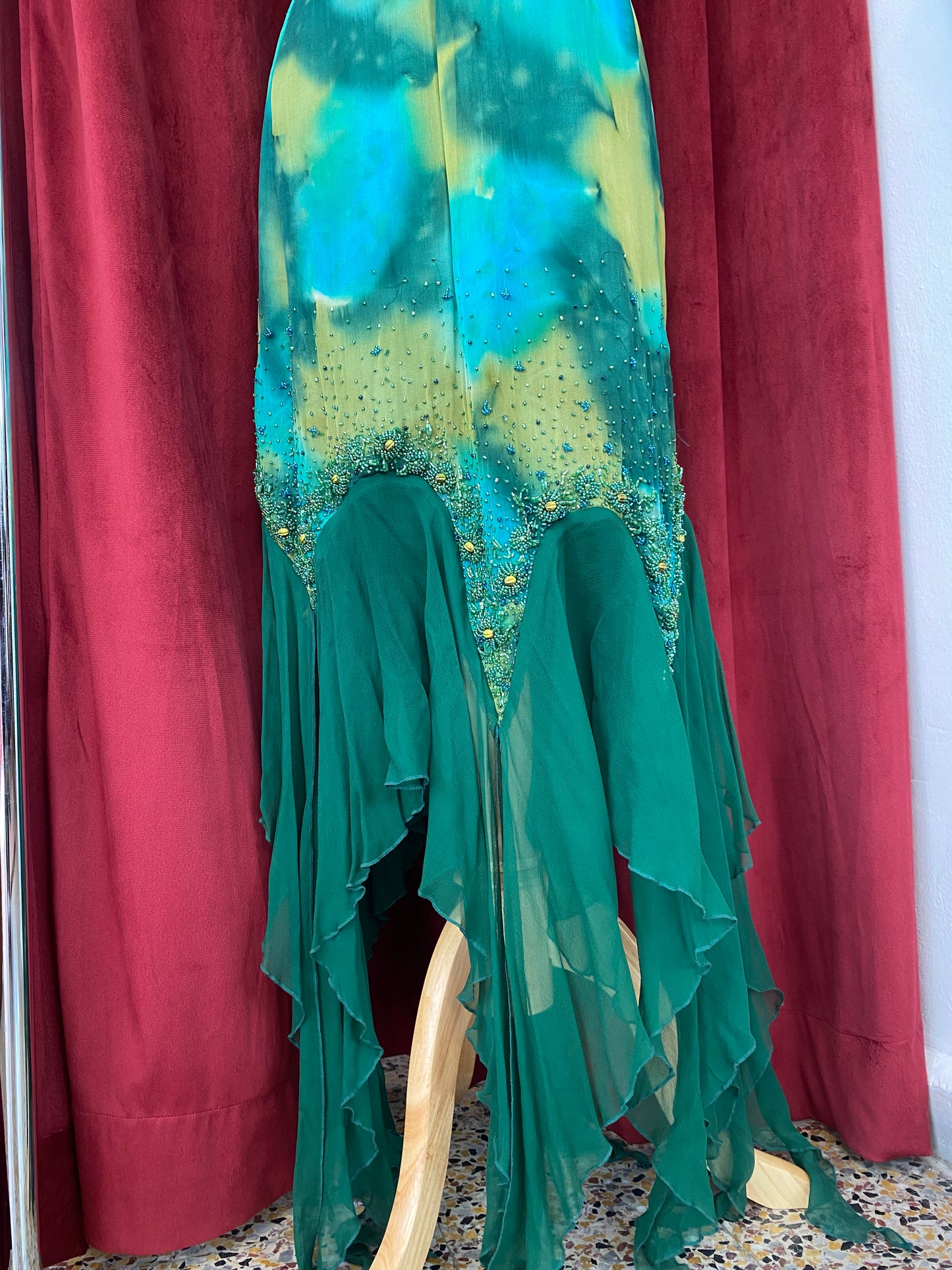 100% silk mermaid handbeaded gown 🧜