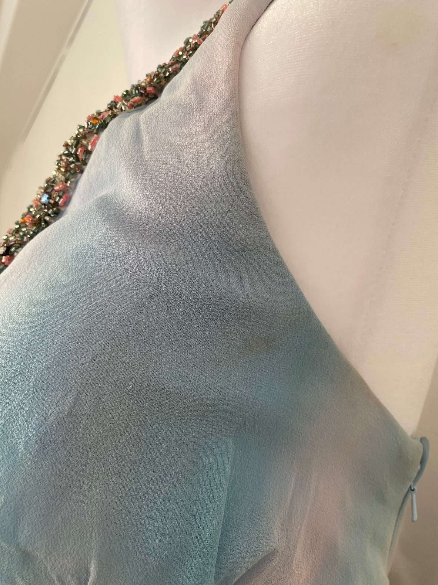 100% silk brand new all over handbeaded one of a kind gown