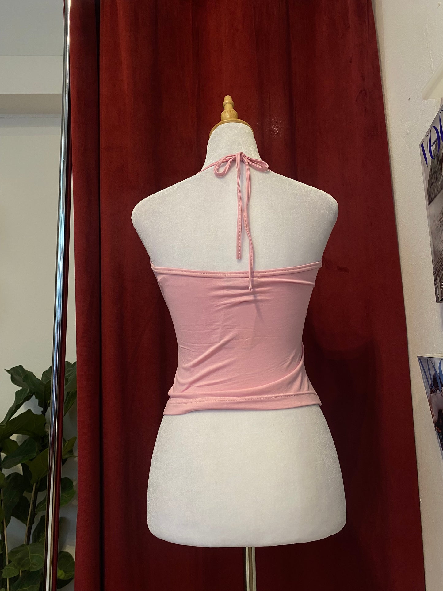 Pink graphic halter top 🌸