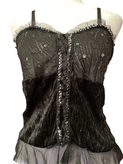 Black y2k velvet sequin top ♟️