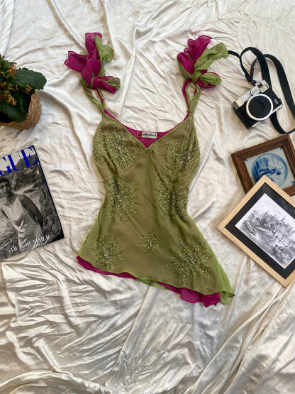 100% silk brand new 2 coloured handbeaded top 💐