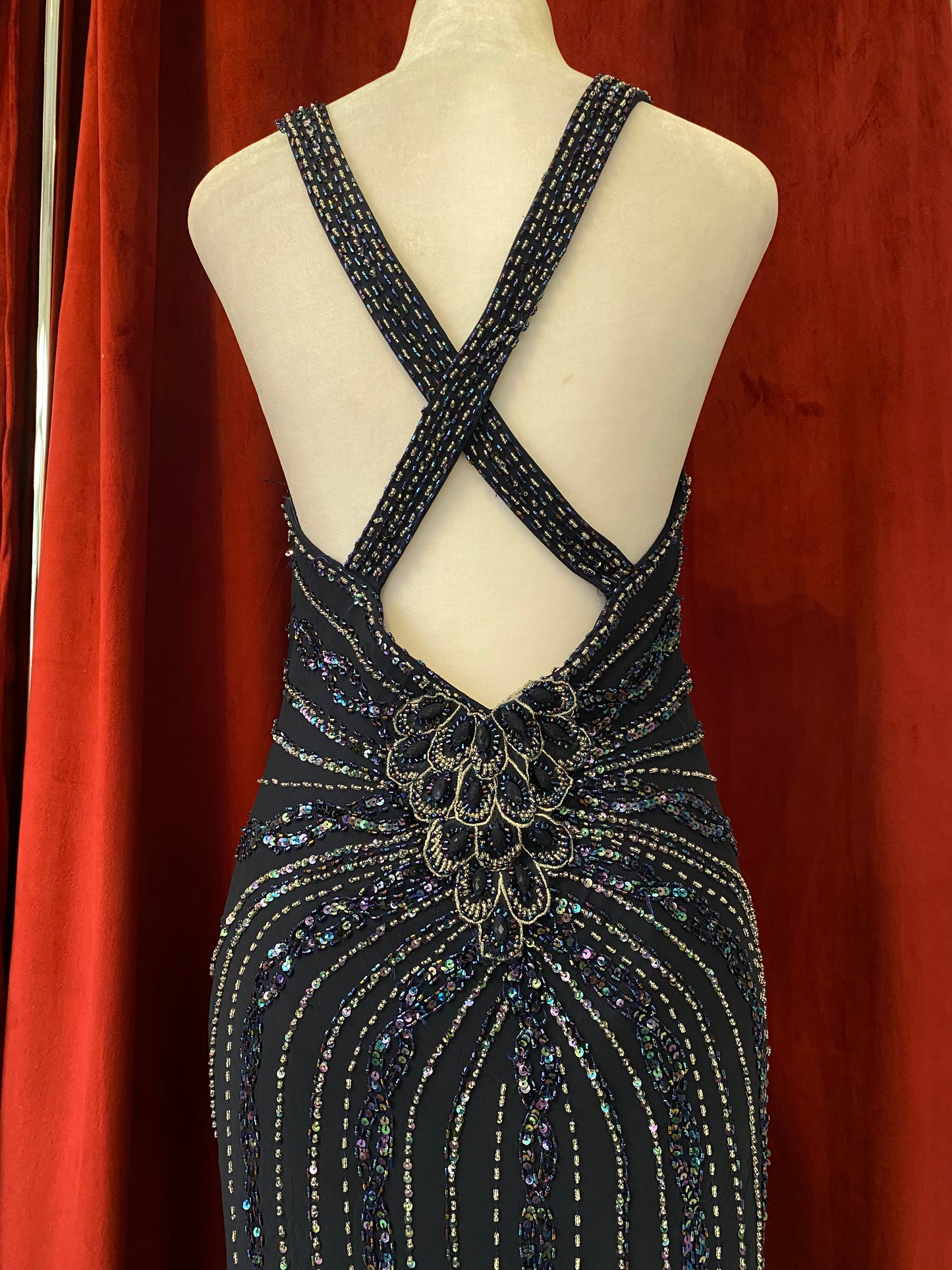 100% silk midnight blue handbeaded gown 🌌