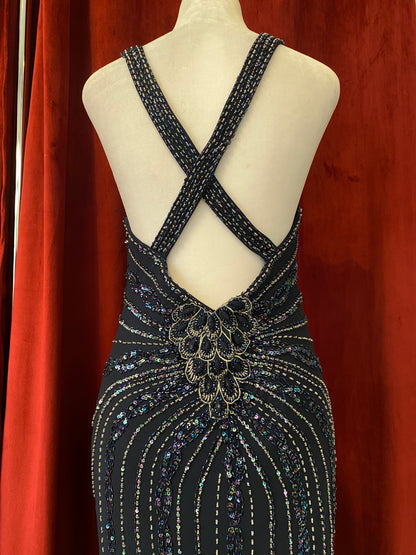 100% silk midnight blue handbeaded gown 🌌
