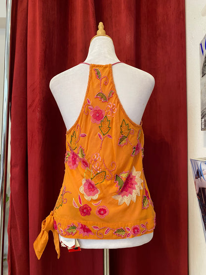 100% silk brand new orange handbeaded top 🧡