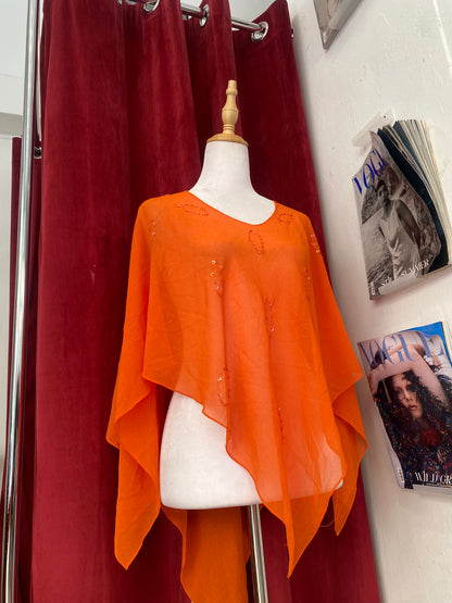 Orange sequin poncho 🧡