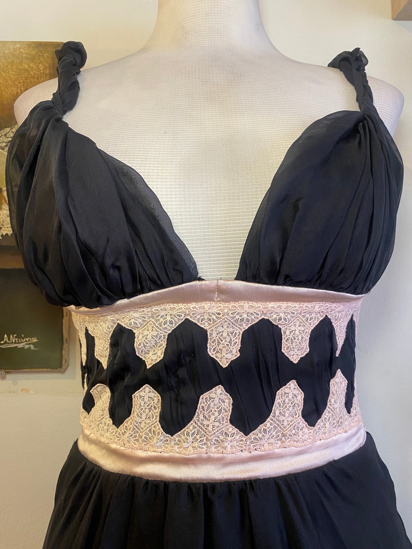 Silk brand new haute couture black mini dress