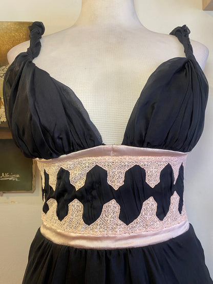 Silk brand new haute couture black mini dress