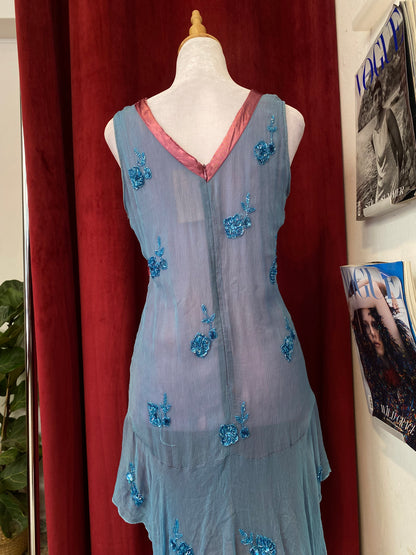 100% silk all over handbeaded dress