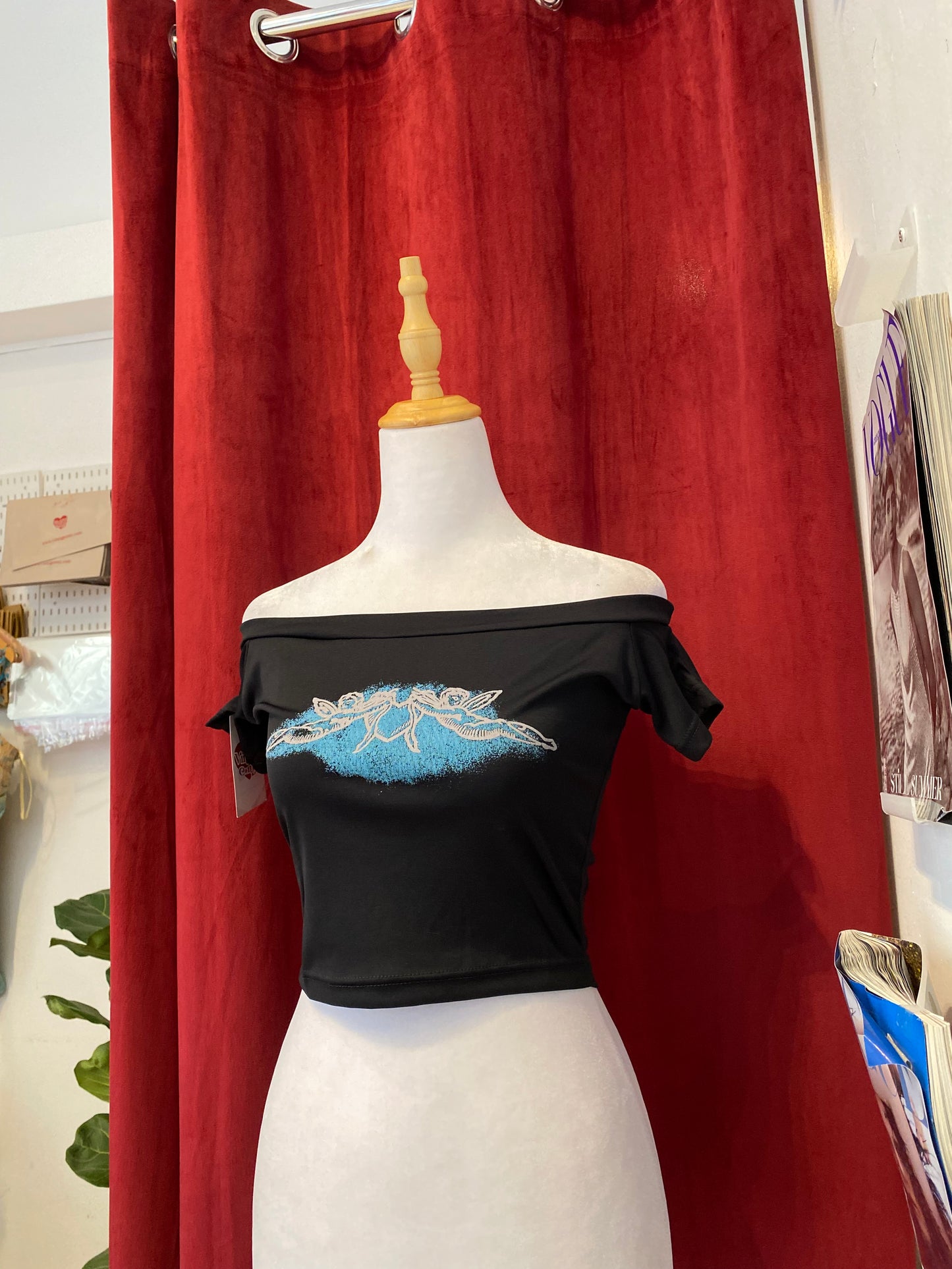 Y2K brand new off the shoulder “angel” crop top