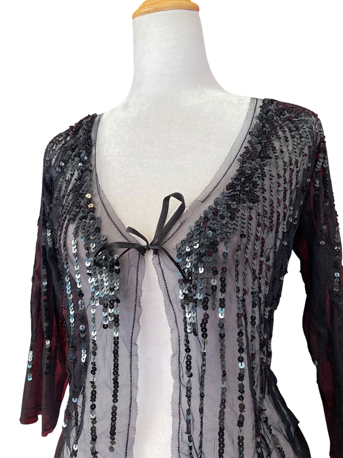 Handbeaded sequin top