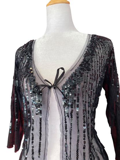 Handbeaded sequin top