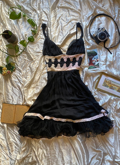 Silk brand new haute couture black mini dress