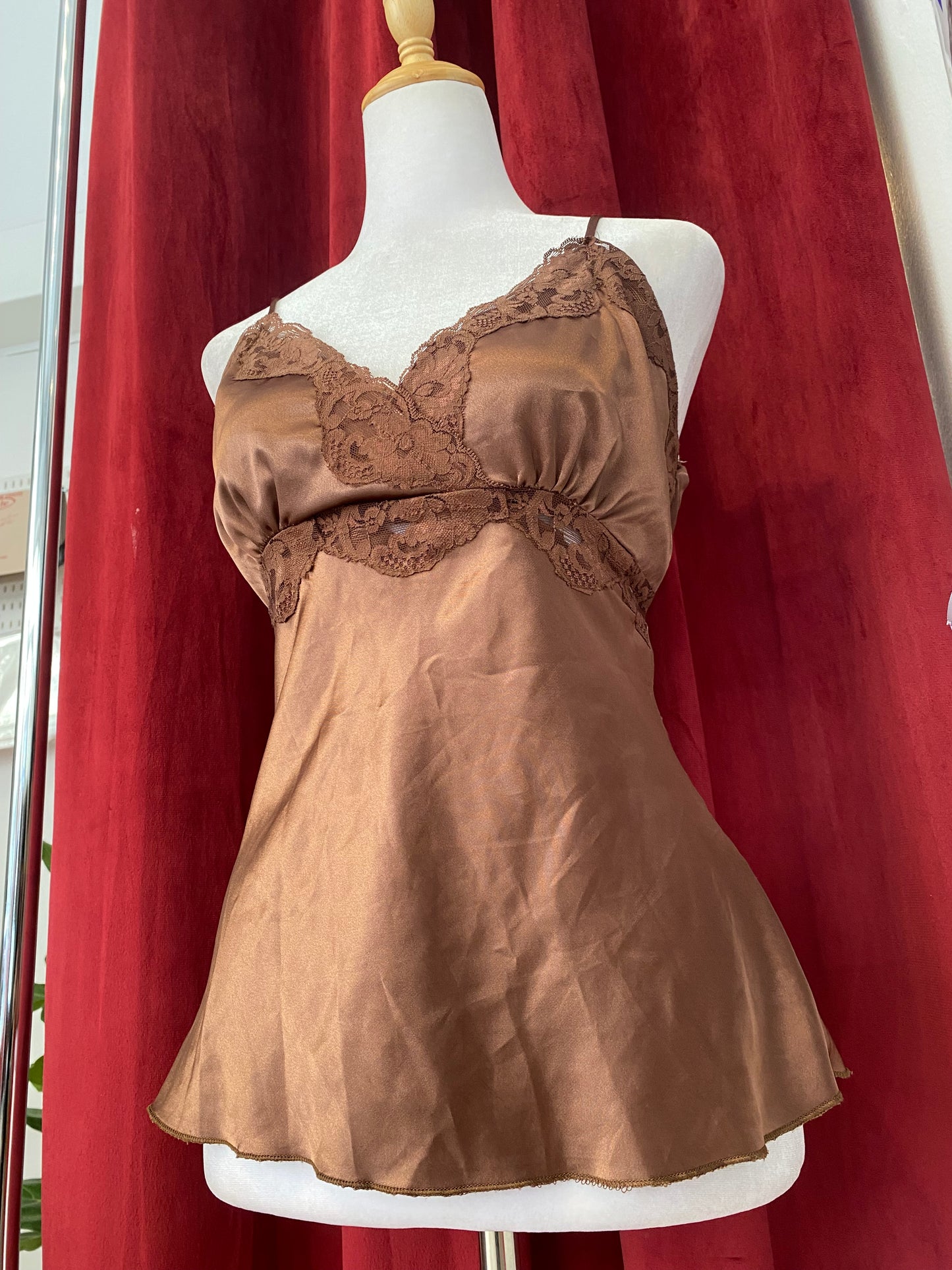 Chocolate satin cami top 🍫