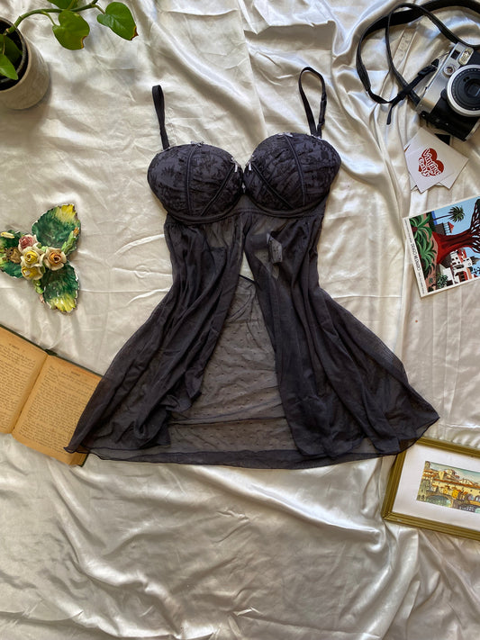 Grey bow corset top 80B