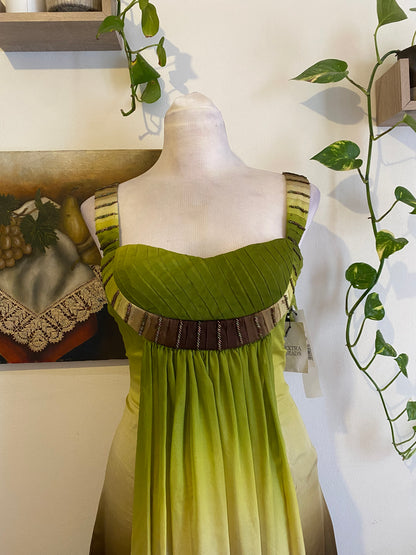 100% silk brand new green ombré mini