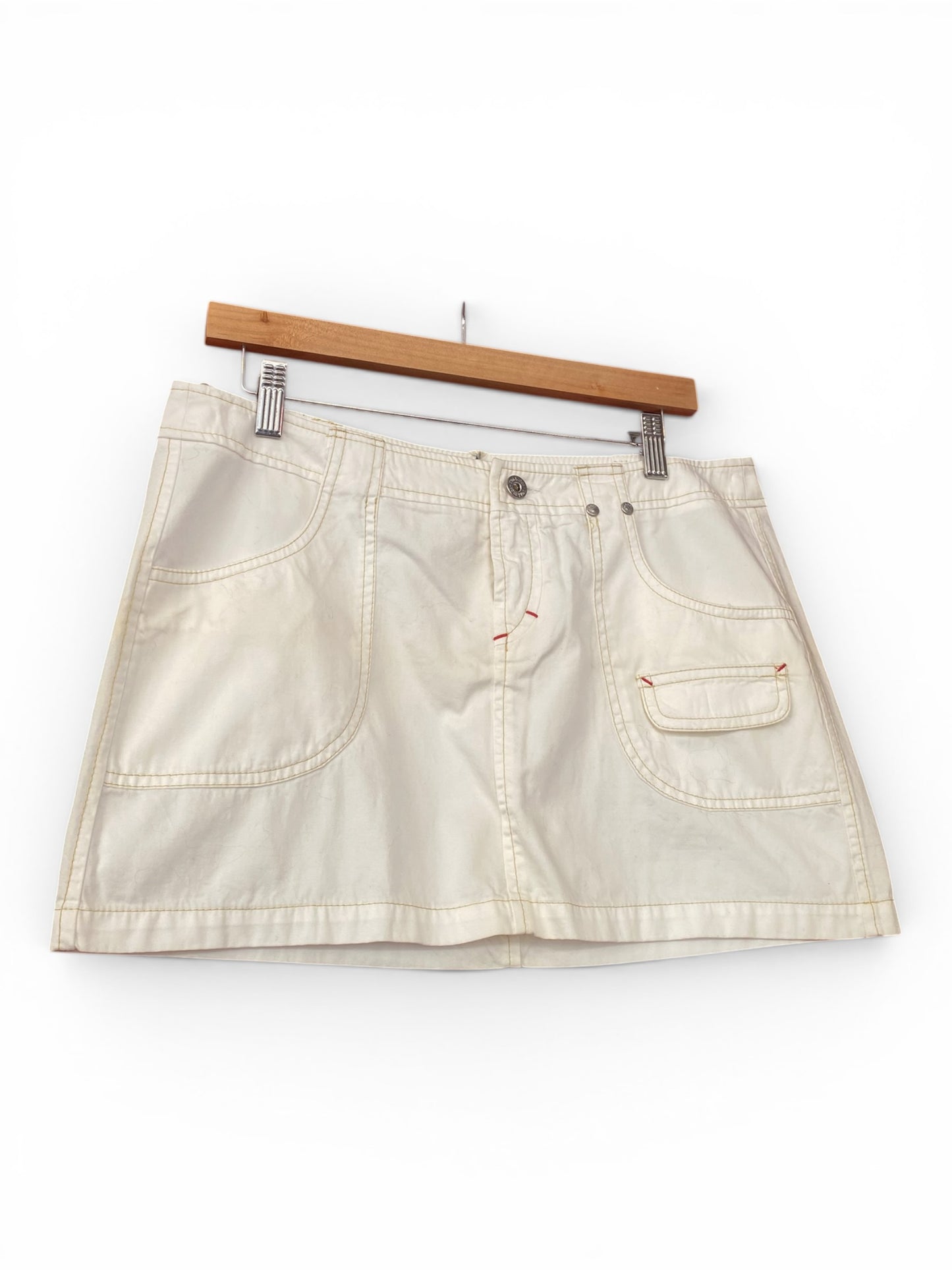 White mini cargo skirt