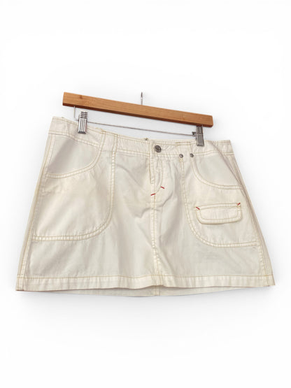White mini cargo skirt