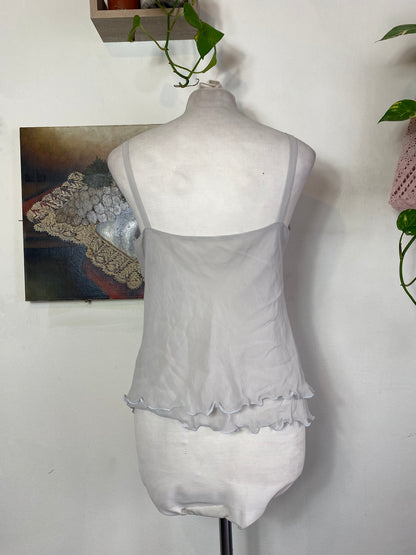 100% silk light grey top