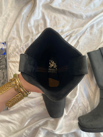 Leather brand new vintage black cowboy boots