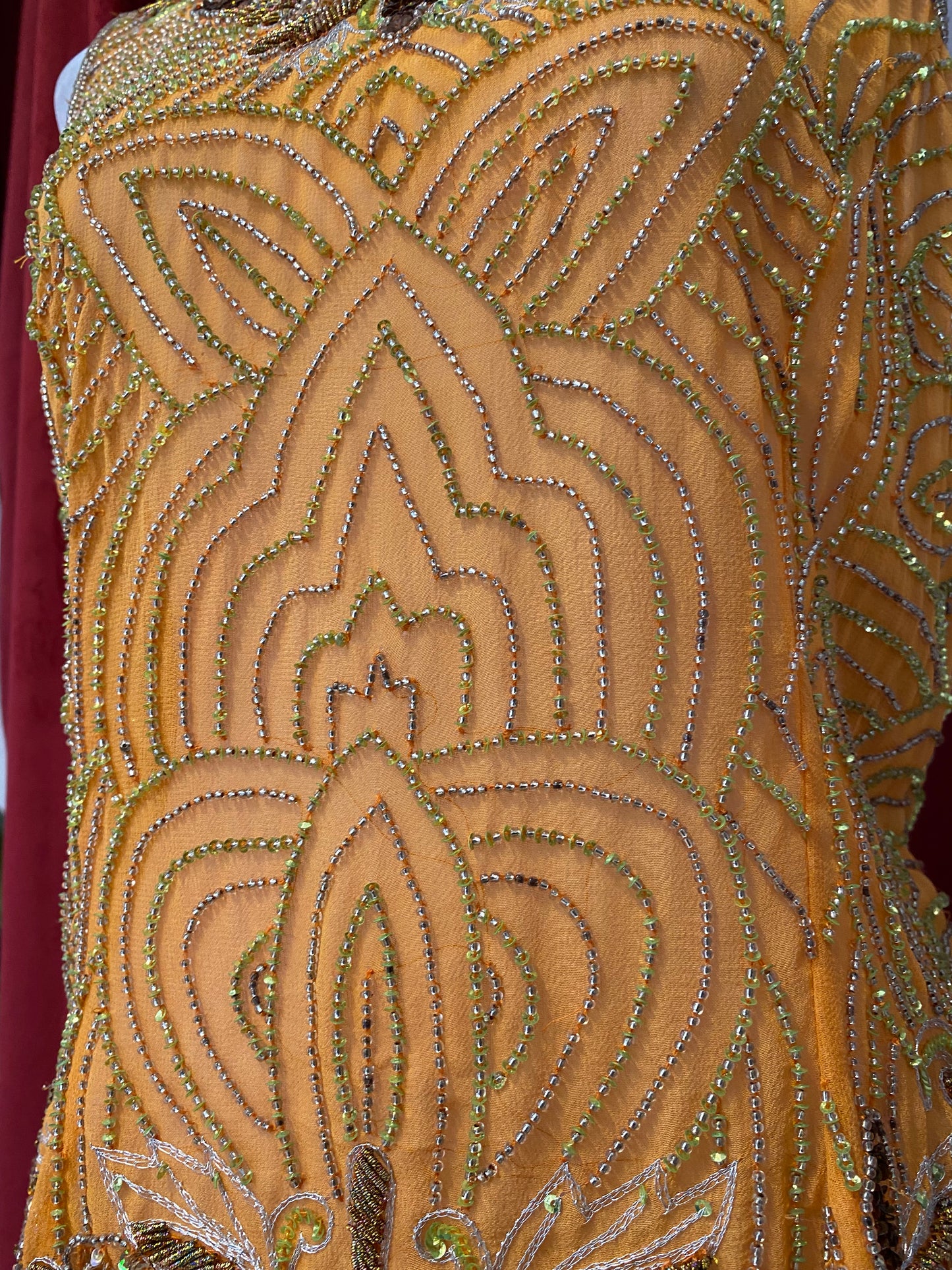 100% silk brand new orange aftershock handbeaded top🧡