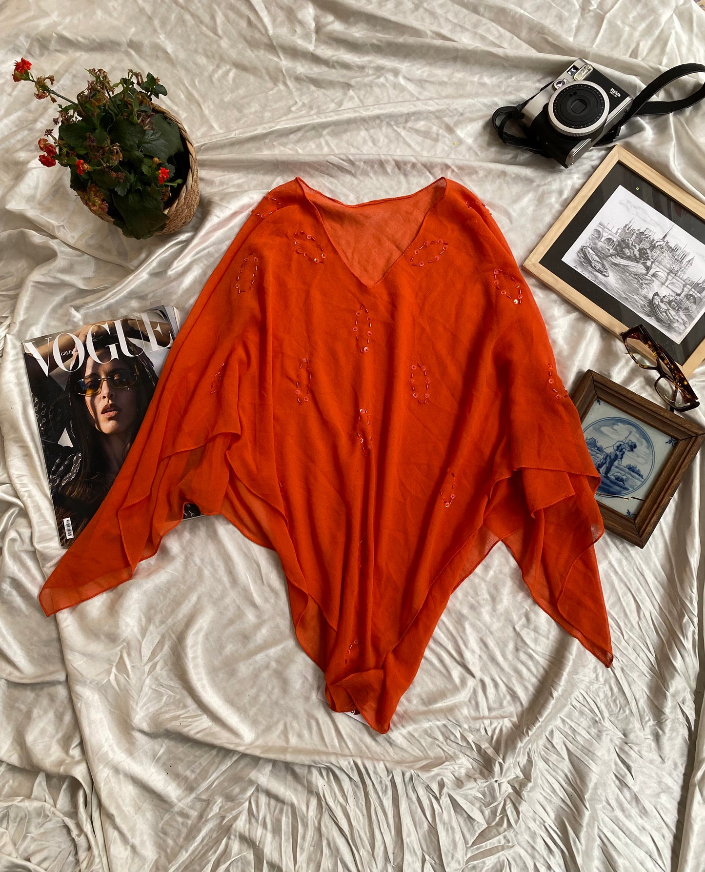 Orange sequin poncho 🧡