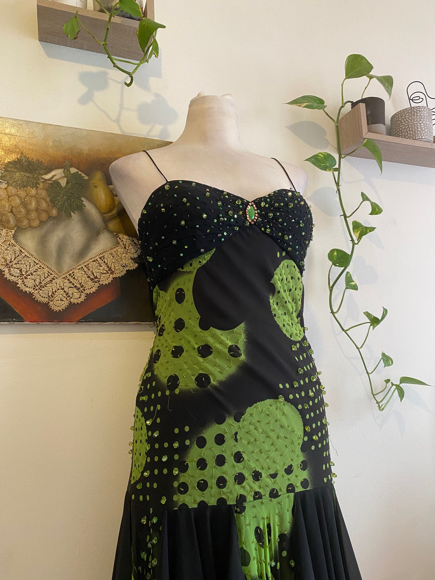 100% silk brand new handbeaded asymmetrical dress