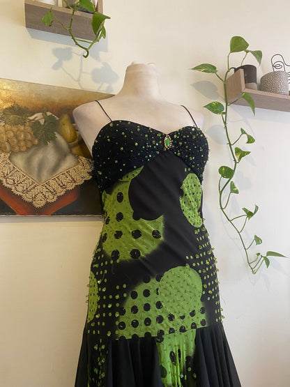 100% silk brand new handbeaded asymmetrical dress