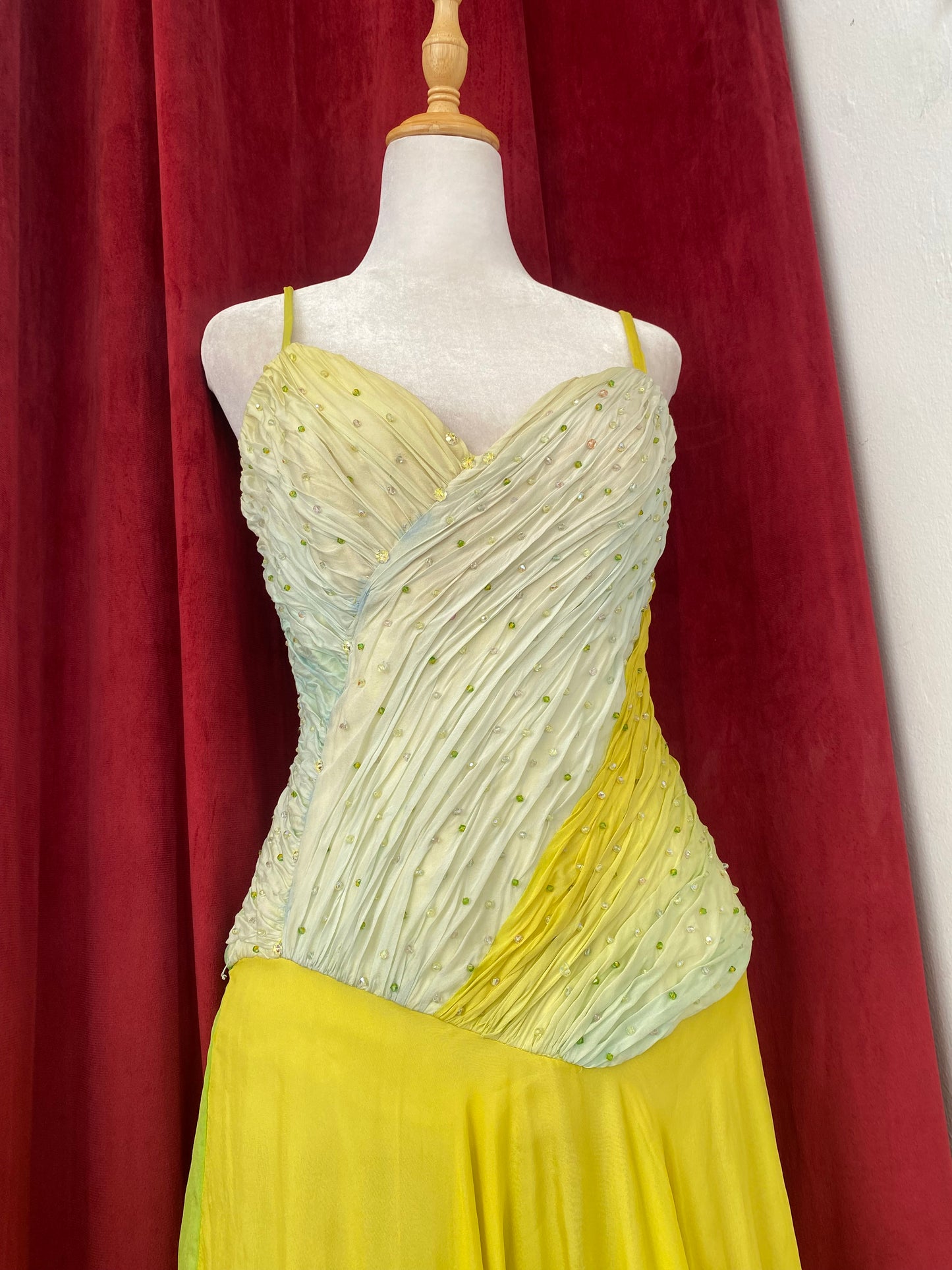 100% silk hand painted floor length gown