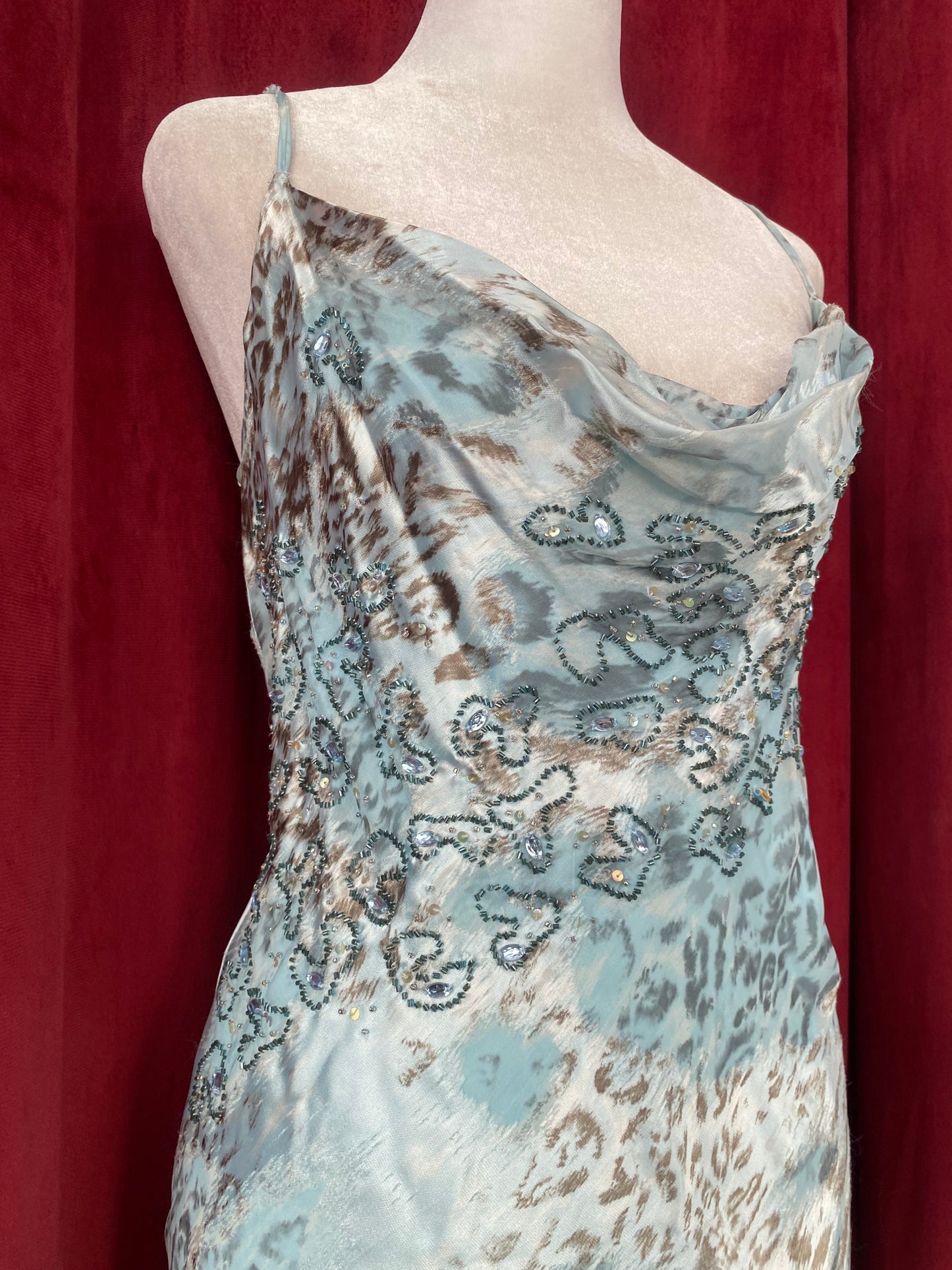 Desert Leopard Silk gown in baby blue