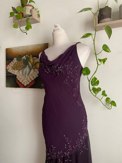 Dark purple embroidered dress