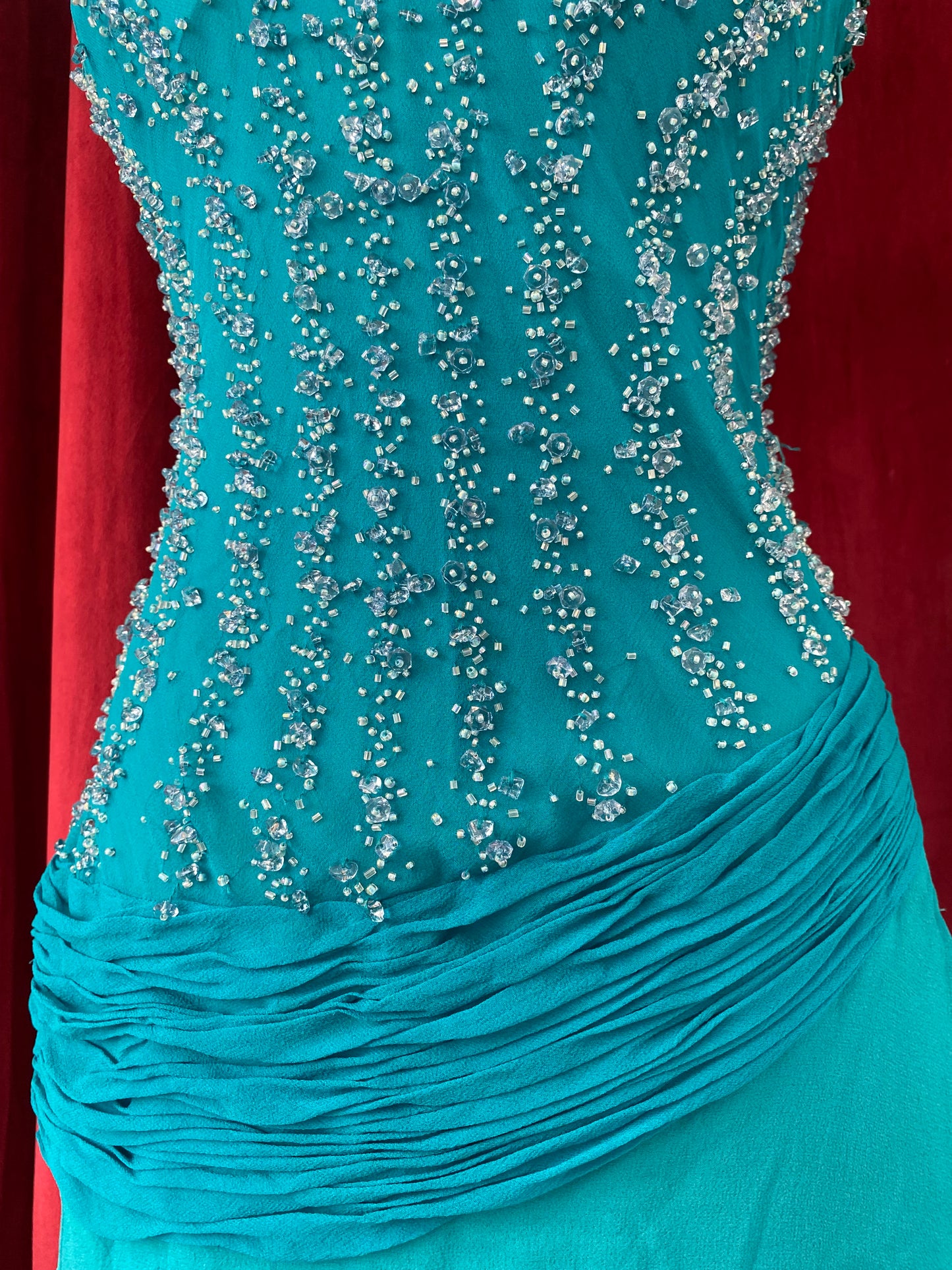 100% silk mermaid handbeaded gown