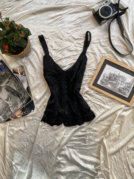 Black satin top 🔝