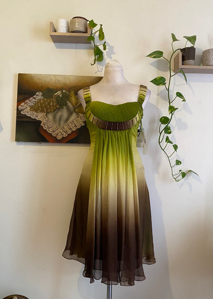 100% silk brand new green ombré mini