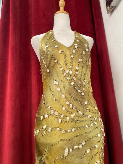 Olive Opulence Crystal Gown