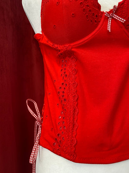 Red lace up corset 💋