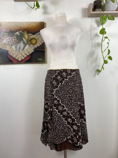 Brown floral midi fairy skirt