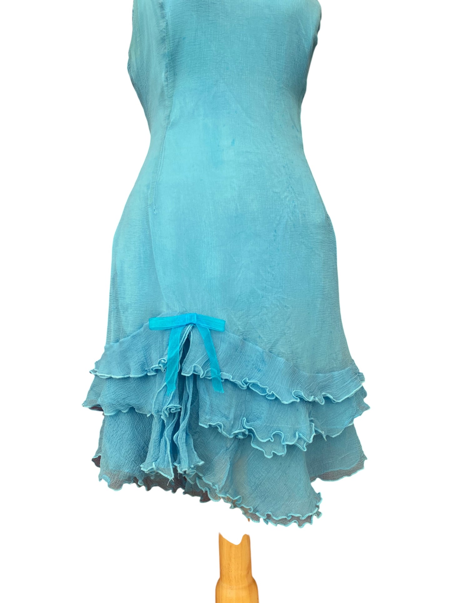 100% silk corseted dress with flower straps 🦋