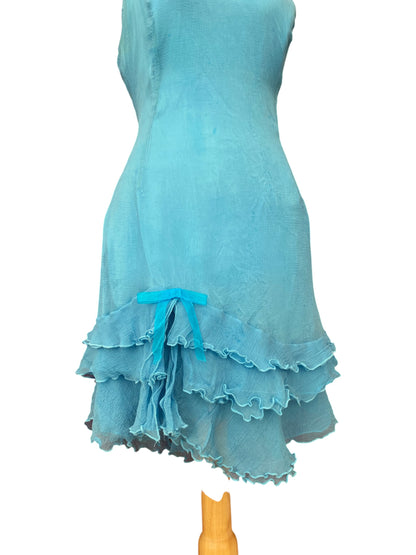 100% silk corseted dress with flower straps 🦋