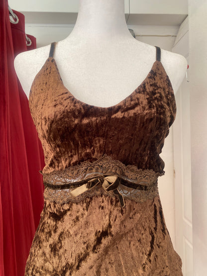 Brand new brown velvet top with bow