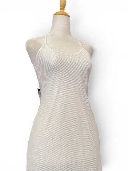 White fishnet open back dress