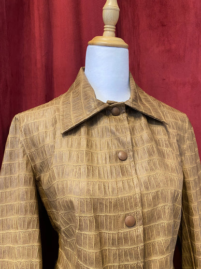 Vegan leather snake print brown  jacket