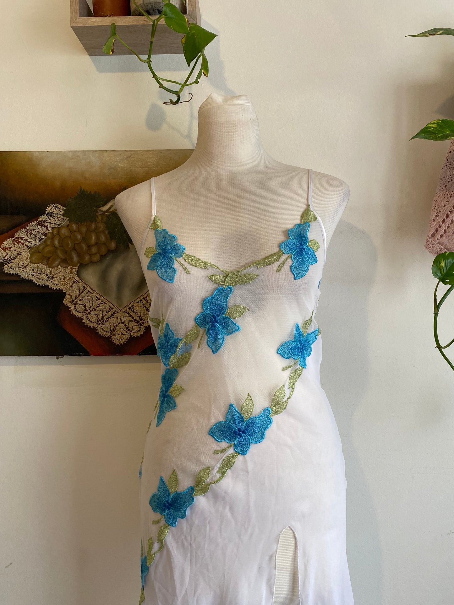 See through dress with floral details