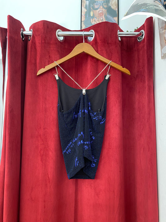 Glittery blue chain top
