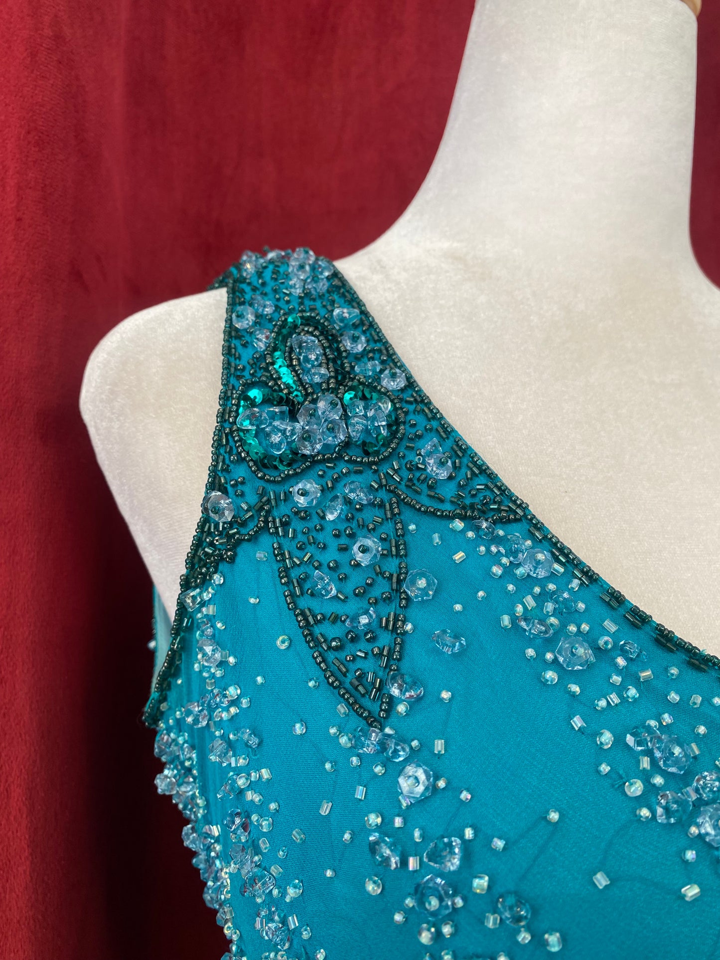 100% silk mermaid handbeaded gown