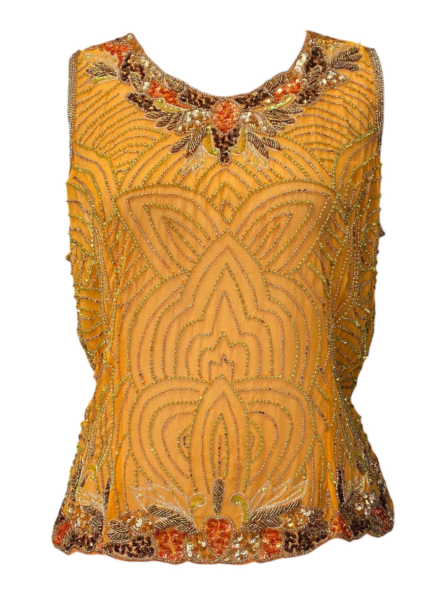 100% silk brand new orange aftershock handbeaded top🧡